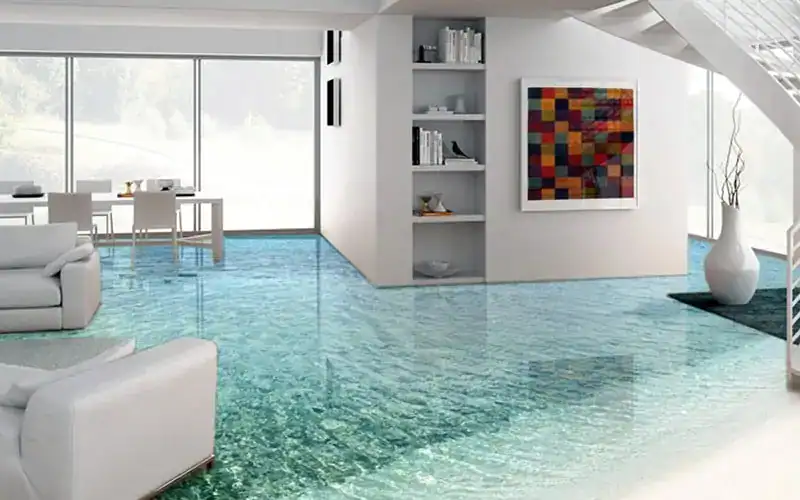 Eco-conscious epoxy flooring installation with natural lighting and greenery